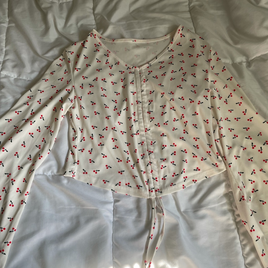 Cherry Drawstring Adjustable Croptop